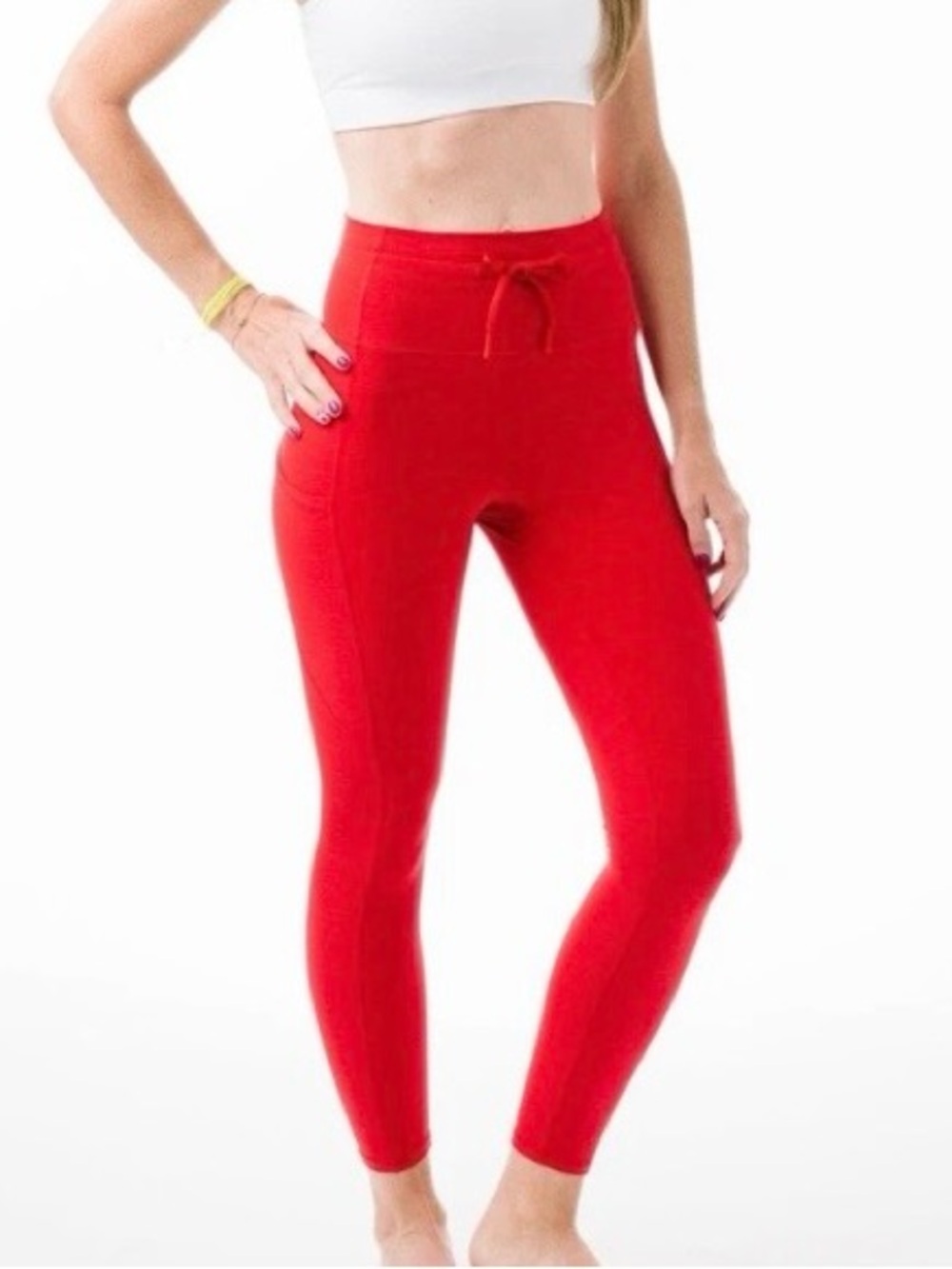 Zyia Red Battleship Drawstring Leggings. 
Heathered